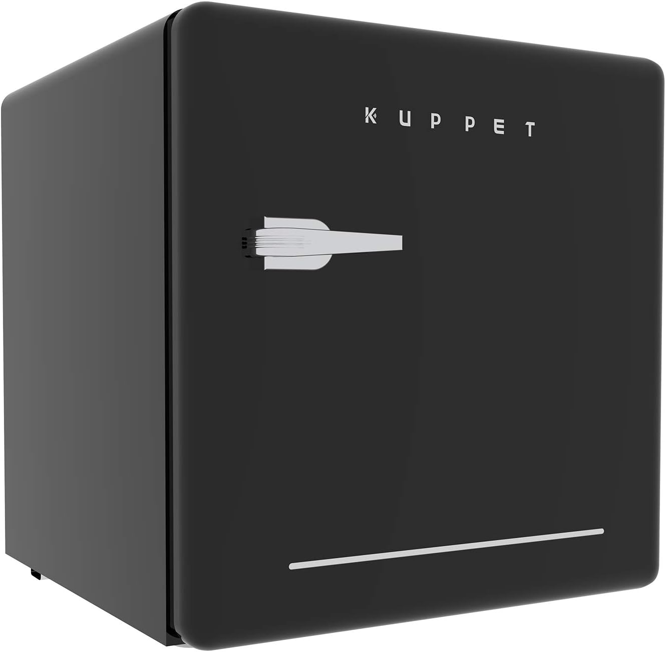 KUPPET Classic Retro Compact Refrigerator Single Door, Mini Fridge with Freezer, Small Drink Chiller for Home,Office,Dorm, Small beauty cosmetics Skin care refrigerated for home,1.6 Cu.Ft (Black)