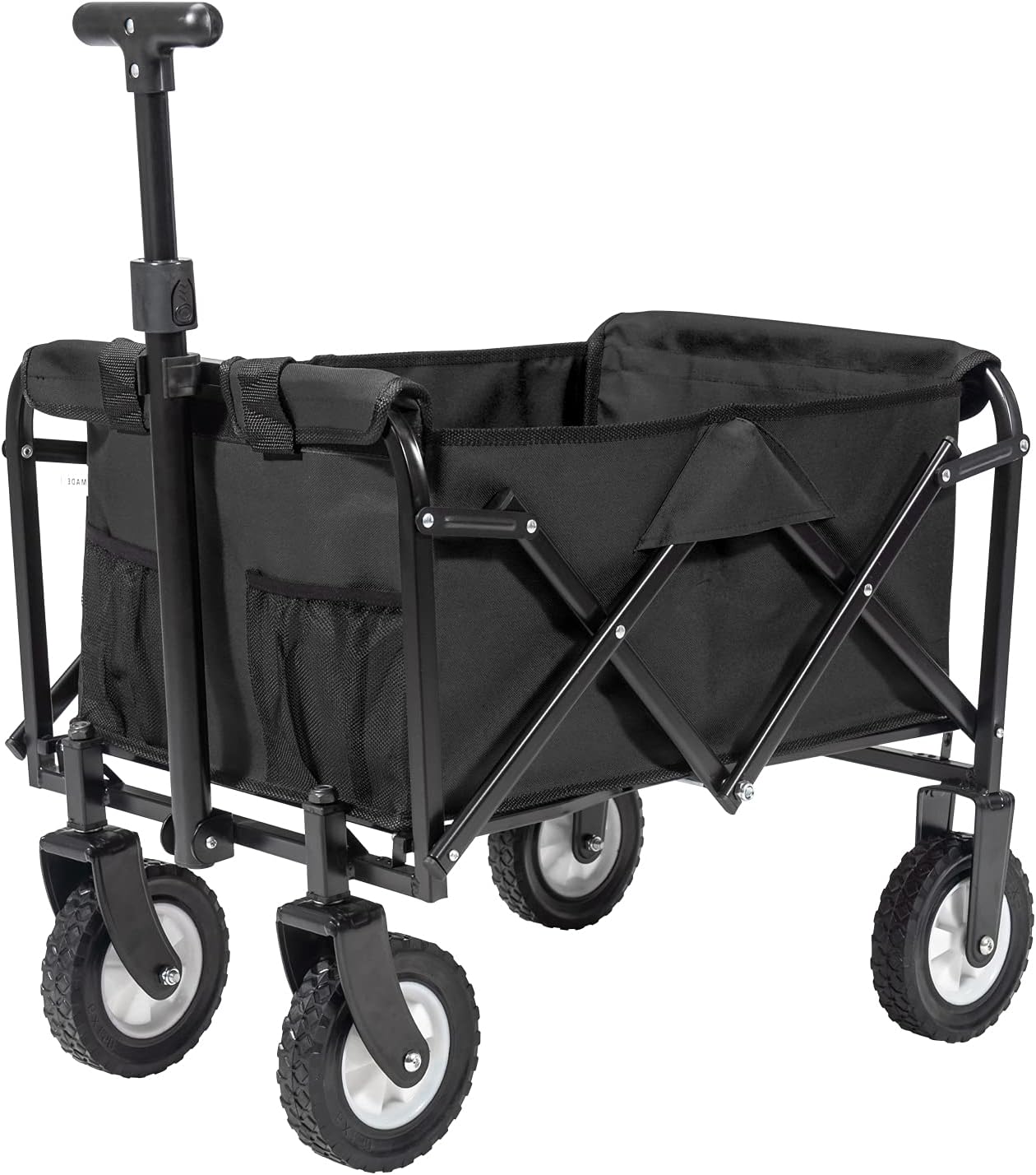 PA Collapsible Folding Wagon Utility Foldable Pull Cart Small Grocery Garden Cart Heavy Duty Beach Wagon Outdoor Sports Cart Blue