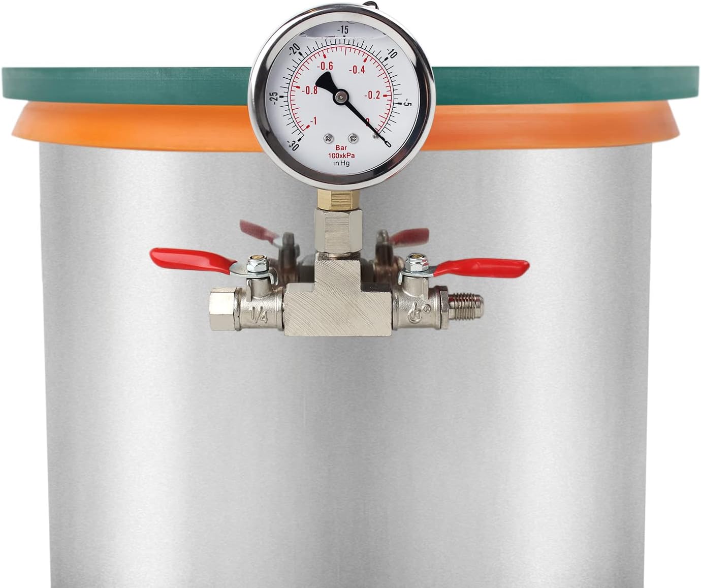 Poofzy 5 Gallon Tempered Glass Lid Stainless Steel Vacuum Chamber Kit for Degassing Silicones, Epoxies and Stabilizing Wood