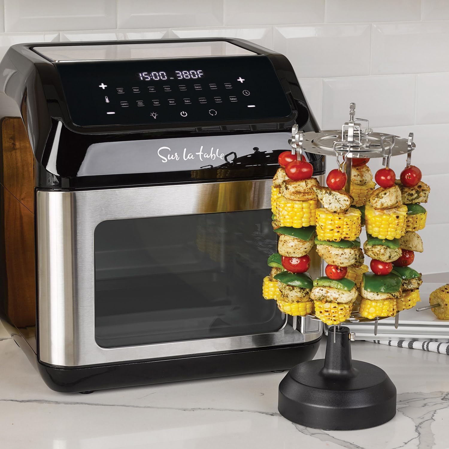 Sur La Table Air Fryer, 13 Qt with Easy Open Door, 7-in-1 Multifunctional Air Fryer with 16 One-Touch Presets, Digital Touchscreen LED Display Maximum Temperature to 400° F