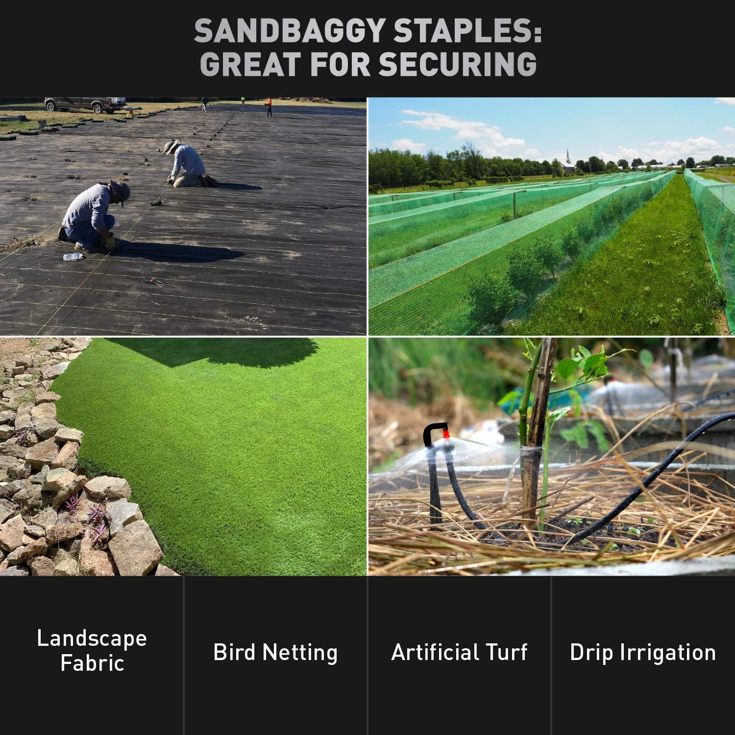 Sandbaggy 6 Inch Long Galvanized Landscape Staples ~ SOD Staples Garden Stakes Square Pins (1000 Staples)