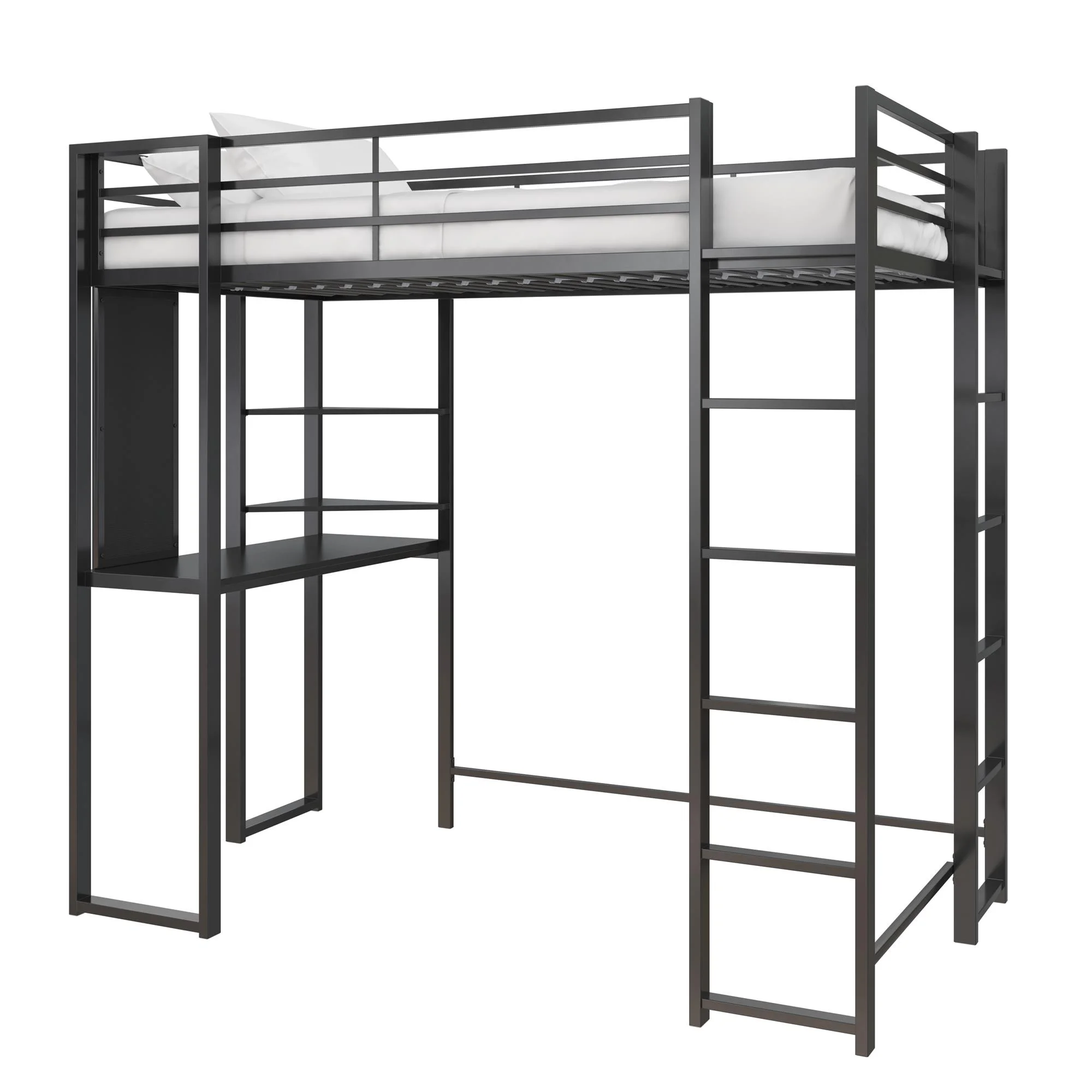 DHP Abode Twin Size Metal Loft Bed, Black