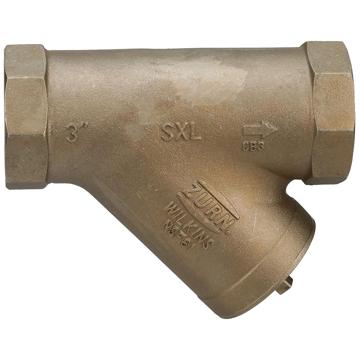 Zurn Wilkins 3-SXL 3" SXL Cast Bronze Wye Type Strainer, Lead Free
