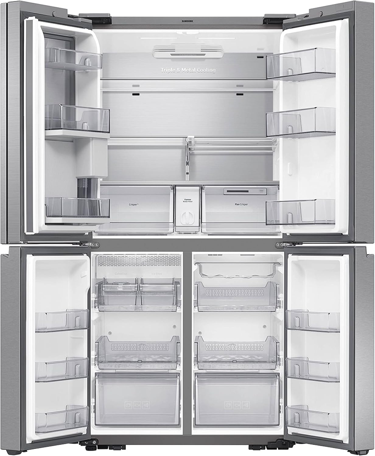 SAMSUNG 29 Cu Ft Smart 4-Door Flex Refrigerator w/ Family Hub and Alexa Built-In, Beverage Center, Dual Ice Maker, Energy Star Certified, RF29A9771SR/AA, Fingerprint Resistant Stainless Steel