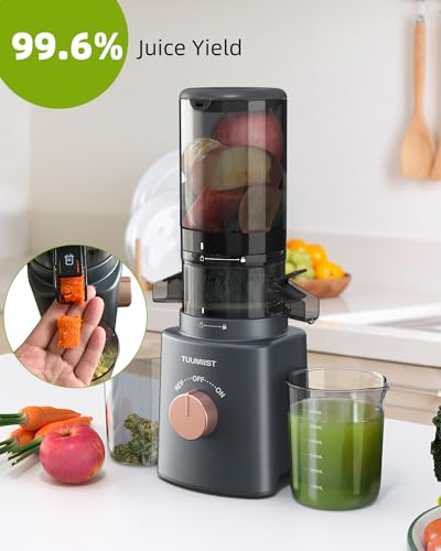 Juicer Machines, TUUMIIST Cold Press Juicer with Large Feed Chute Fit Whole Vegetable And Fruit