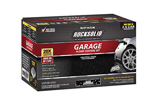Rust-Oleum 293513 RockSolid Polycuramine Garage Floor Coating, 2.5 Car Kit, High Gloss Gray