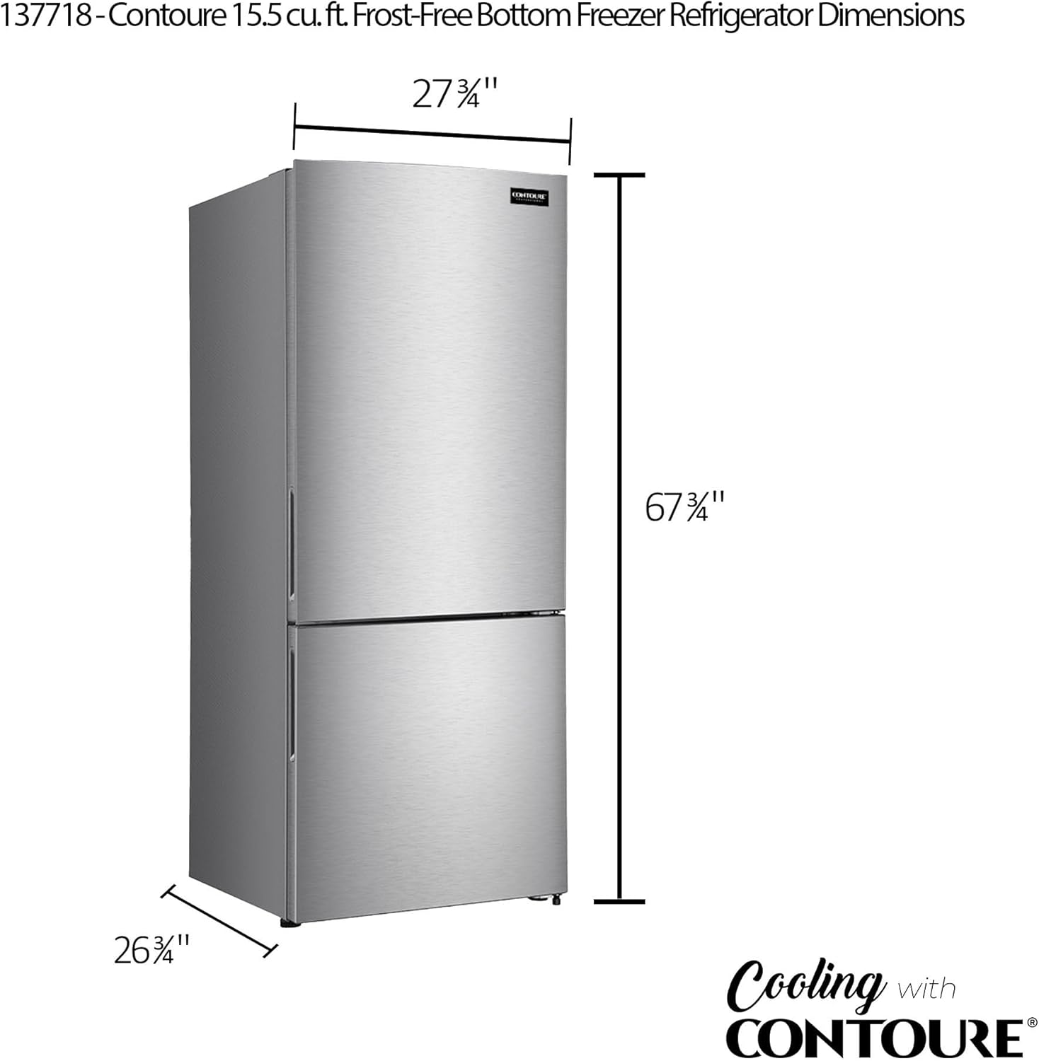 RV Bottom Freezer Refrigerator, 15.5 cu.ft. Stainless Steel | Unbeatable Convenience | Stylish Design | Twist Icemaker | R-1542SS