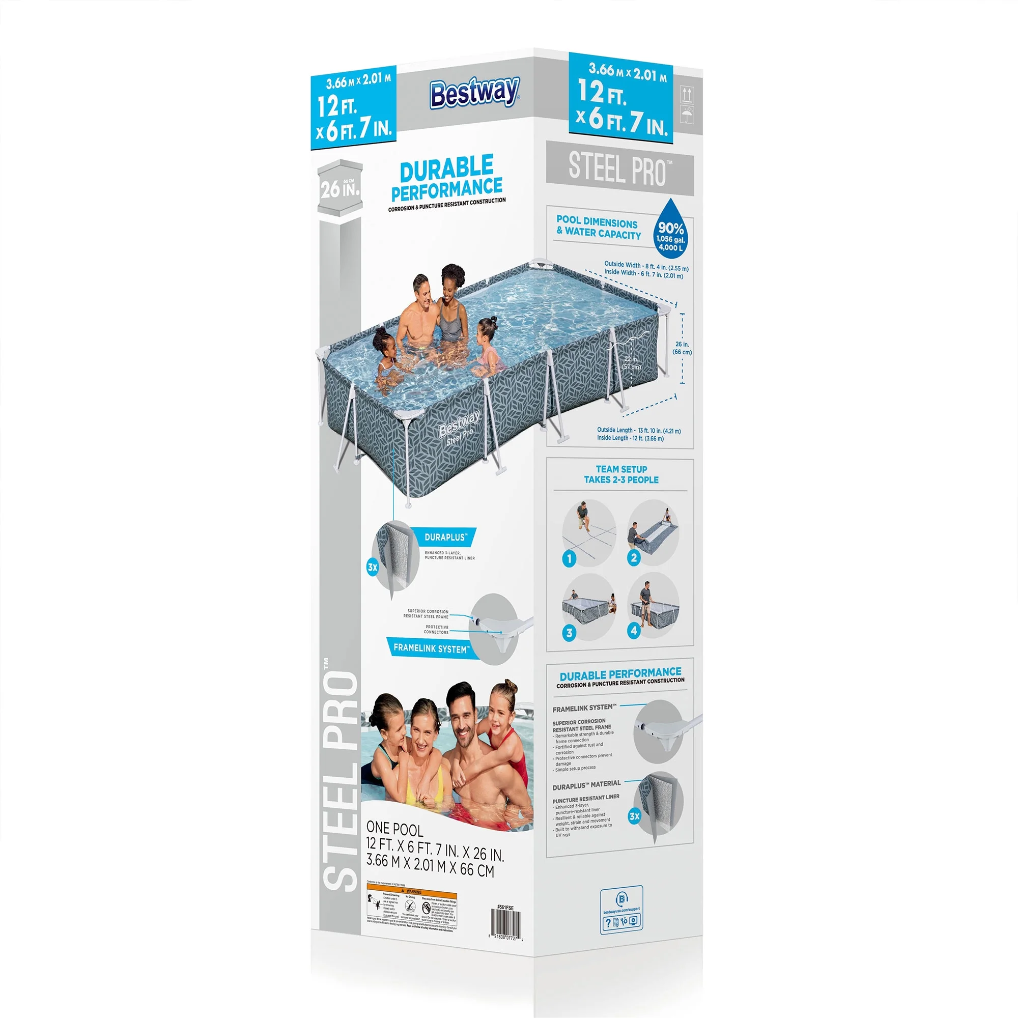 Bestway Steel Pro 9.8'x6.6'x26 Rectangular Above Ground Swimming Pool Set