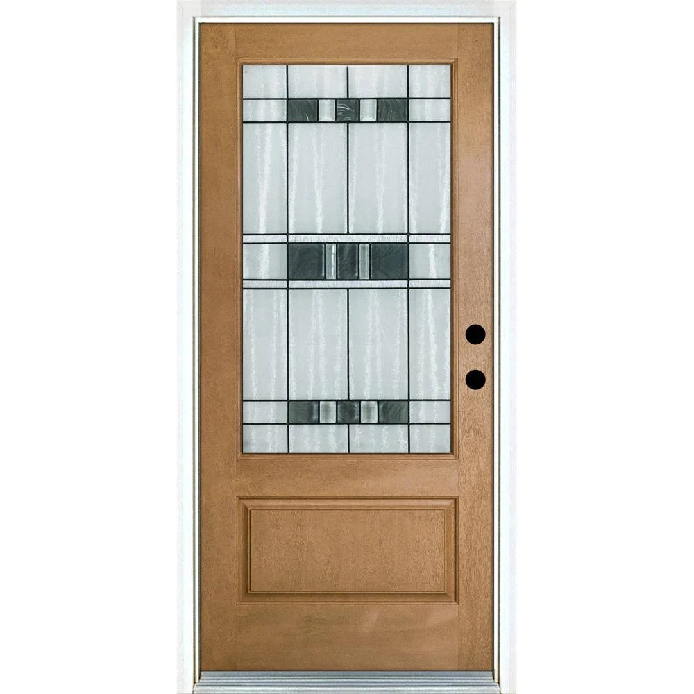 Mp Doors 36 in. x 80 in. Savana Light Oak Left-Hand Inswing 3/4 Lite Decorative Fiberglass Prehung Front Door
