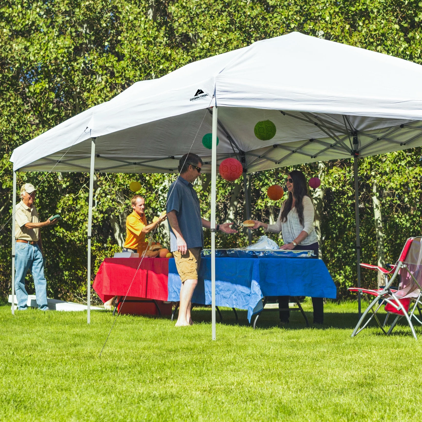 Ozark Trail 20' x 10' Straight Leg Outdoor Easy Pop-up Canopy, White