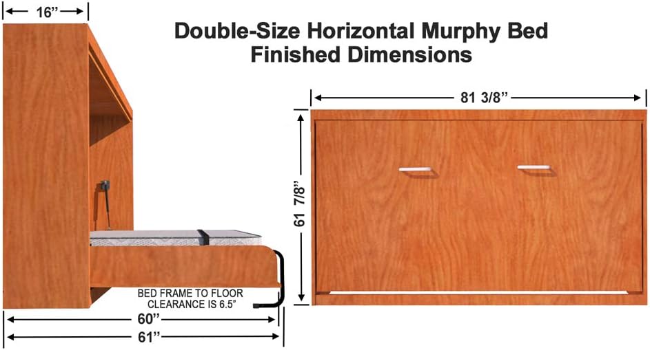 Murphy Bed Queen Size Hardware Kit - DIY Wood Frame Folding Cabinet Wall Bed for Guestroom Easy to Build, Made in USA