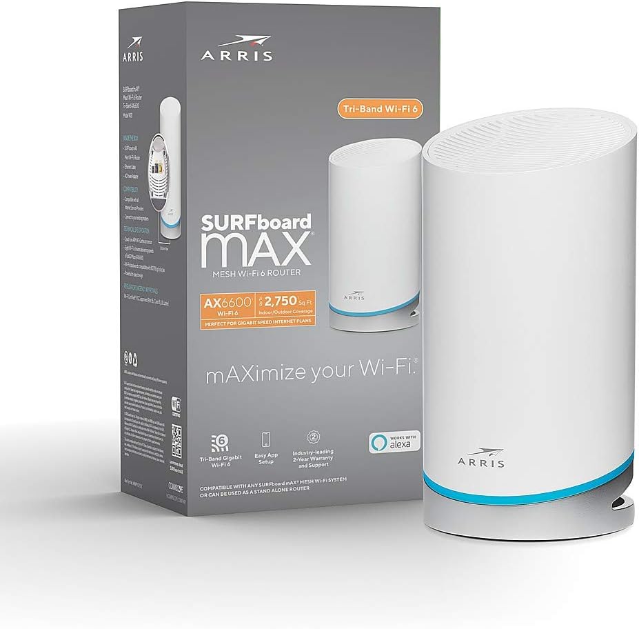 ARRIS Surfboard mAX AX6600 Tri-Band Wi-Fi 6 Mesh Router (W21)