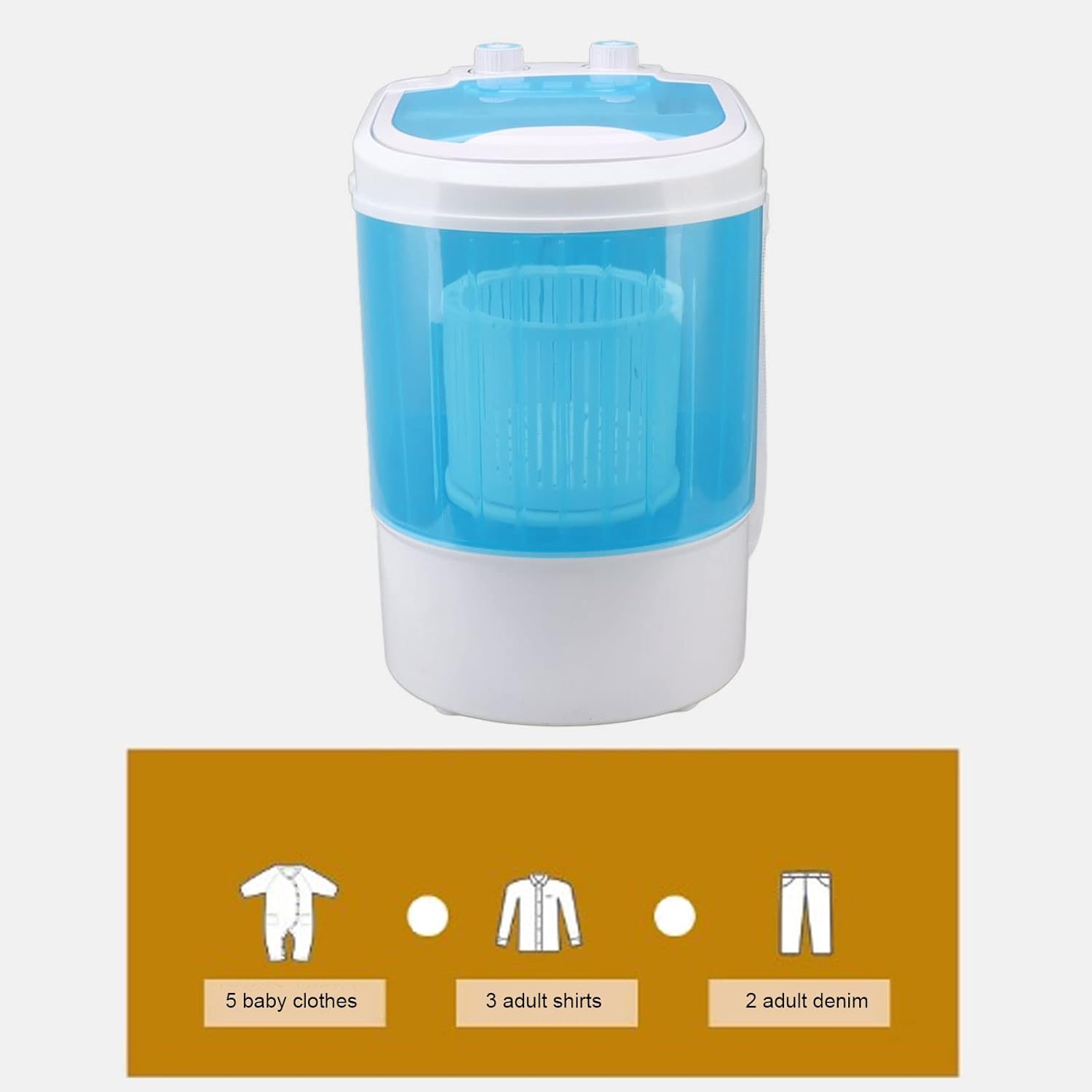 Portable Washing Machine, Mini Washer and Dryer Combo, Mini Top Load Washing Machine Washer Spinner for Camping, RV, Travel, Lightweight and Easy to Carry