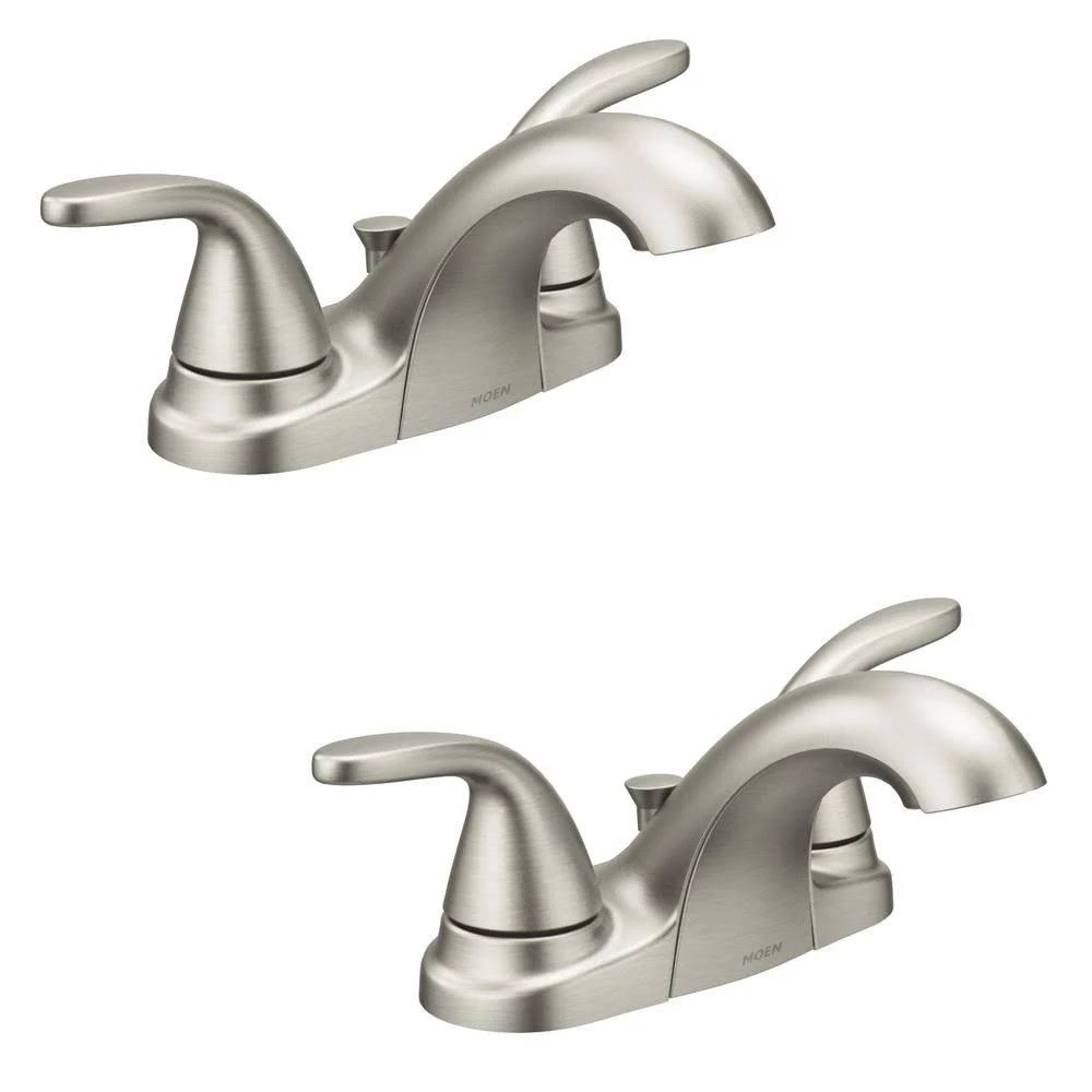 Moen Adler 4 in. Centerset 2-Handle Bathroom Faucet in Spot Resist Brushed Nickel (2-Pack) 84603SRN-4C-2PK