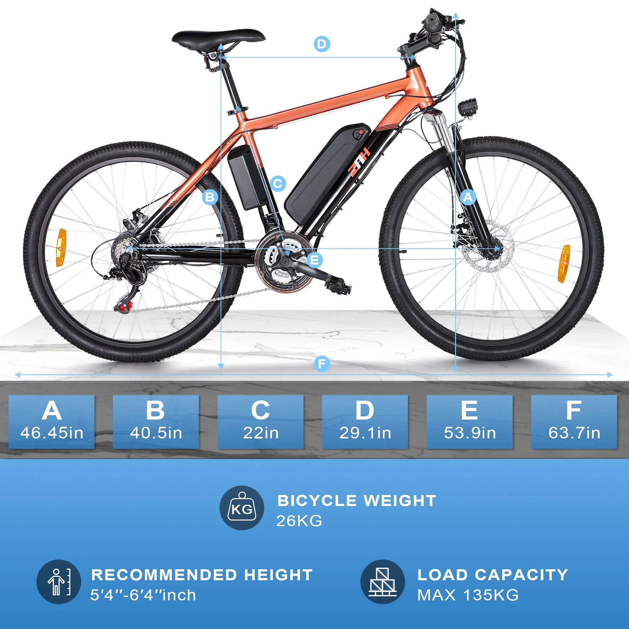 ZNH Electric Bike 26 Electric Mountain Bicycles 350W Motor E bike 21 Speed 36V 10Ah Electric Commuter Bike 20MPH Black Electric Bicycle Ebike