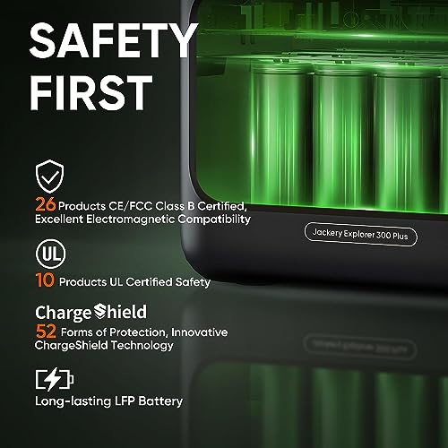 Jackery Solar Generator 300 Plus Portable Power Station, 288Wh Backup LiFePO4 Battery, 300W AC Outlet for RV, Outdoors, Camping, Traveling, and Emergencies