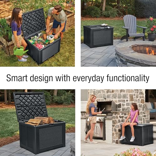 Rubbermaid Extra Large Resin Outdoor Storage Deck Box (134 Gal), Weather Resistant, Gray, Deck Organization for Home/Backyard/Pool Chemicals/Toys/Garden Tools/Porch/Patio Cushions