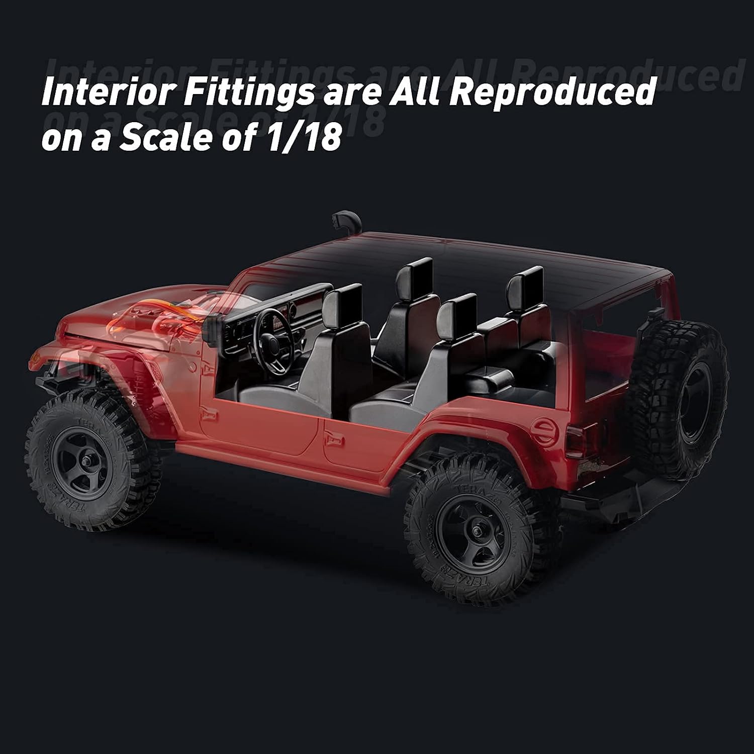 WOWRC x RocHobby RC Crawler,1/18 Scale RC Rock Crawler 4x4, RTR Off Road RC Truck Cars for Adults, Waterproof All Terrain RC Crawler Kit with Battery Charger, Fire Horse