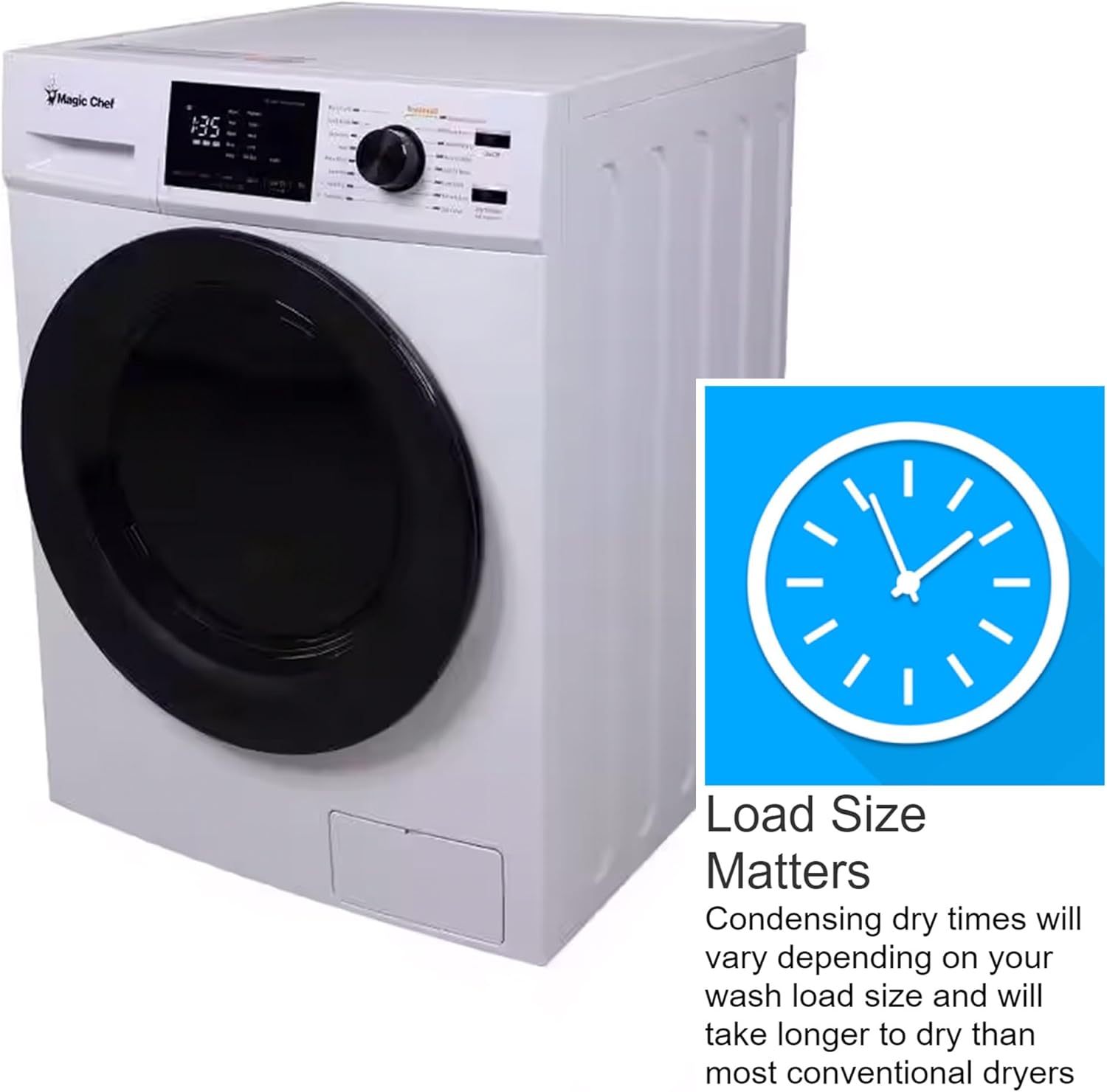 Magic Chef 2.7 Cubic Foot Front Load Portable Compact Electric Washing Washer And Dryer Machine Combo Appliance, White
