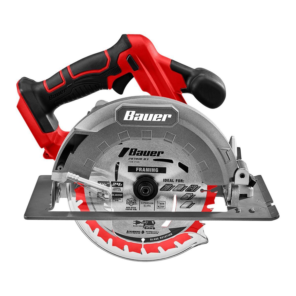 BAUER 20V Brushless Cordless, 7-1/4 in. Circular Saw - Tool Only