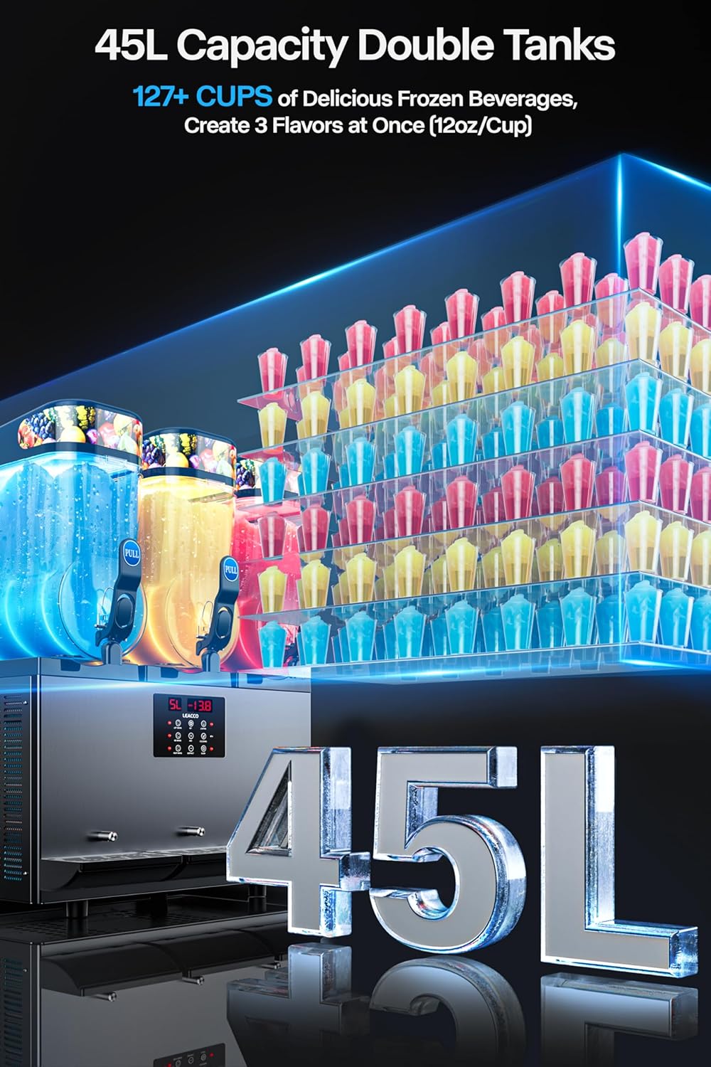 Commercial Slushie Machine, Frozen Drink Margarita Machine Smoothie Slushy Maker Stainless Steel 110V