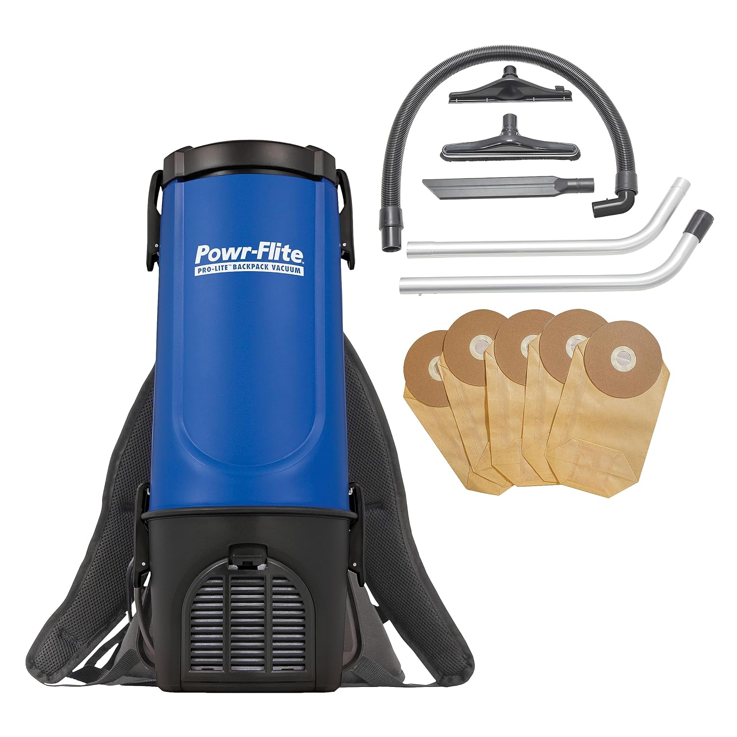 Powr-Flite Pro-Lite Backpack Vacuum Commercial Grade 4-Quart Canister Vacuum Cleaner, Portable Vacuum with Tool Kit, BP4S