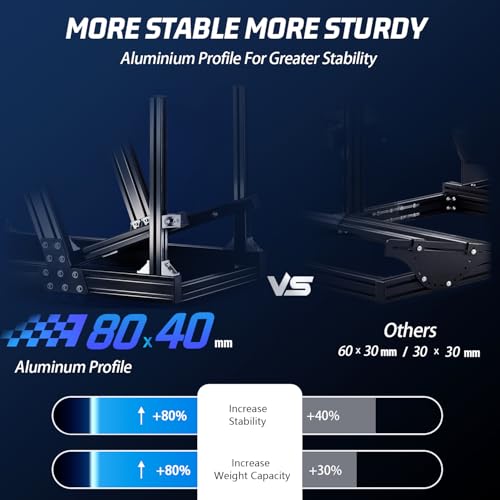 Marada Aluminum Profile Racing Simulator Cockpit with Seat, Unlimited Adjustment, Fit for Thrustmaster/Fanatec/Moza/Logitech G29 GPro,Sim Frame 8040, Not Include Steering Wheel,Pedals,Handbrake