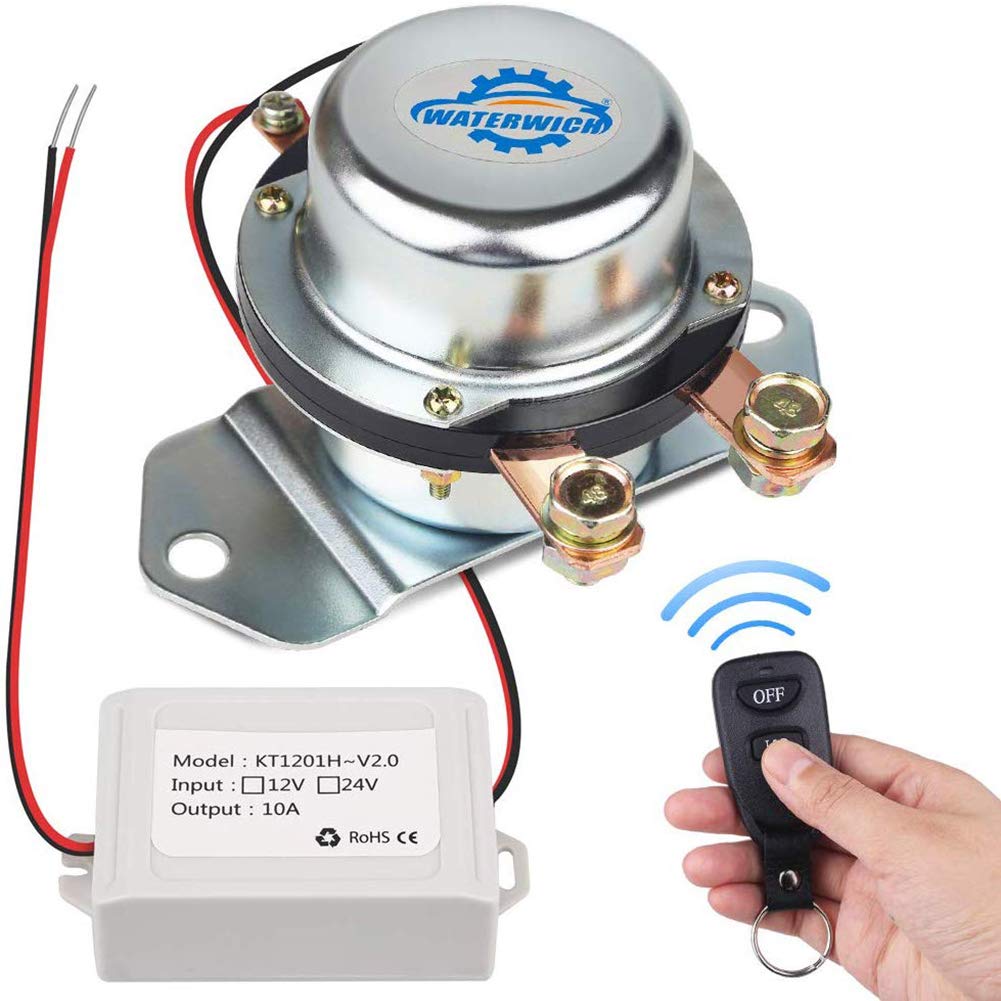 WATERWICH 12V Car Wireless Remote Control Battery Disconnect Switch Cut/Shut Off Marine Battery Switch 180Amp Electromagnetic Valve Terminal System for Van RV Small Truck Agricultural Vehicle(12V)