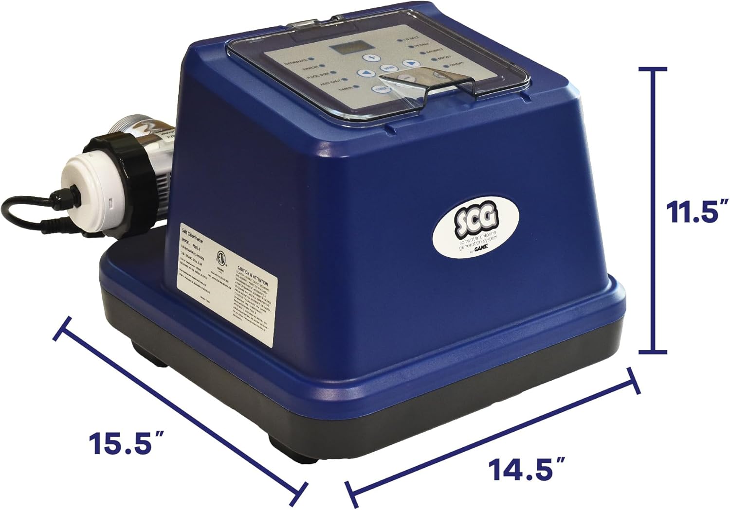 GAME 7502-E Saltwater Chlorine Generation System for Pools - for Naturally Clear Water​ in Above Ground Swimming Pools up to 21k Gallons, 25.9-Foot Power Cord with GFCI Included