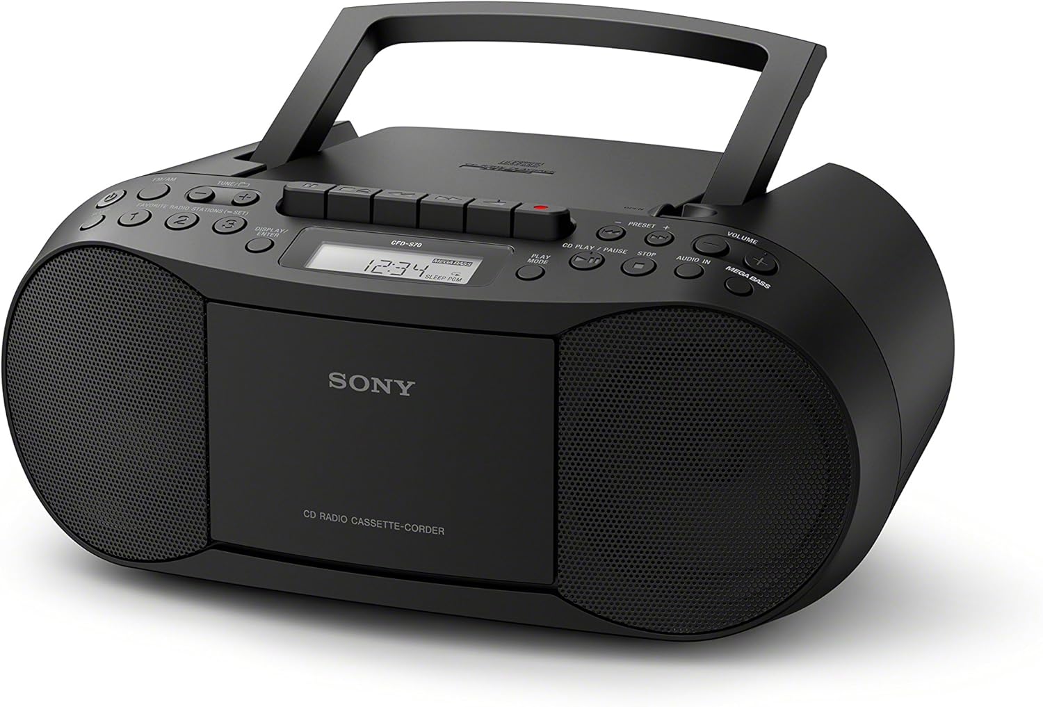 Sony Stereo CD/Cassette Boombox Home Audio Radio, Black (CFDS70BLK), 13.7 x 6.1 x 9 inches