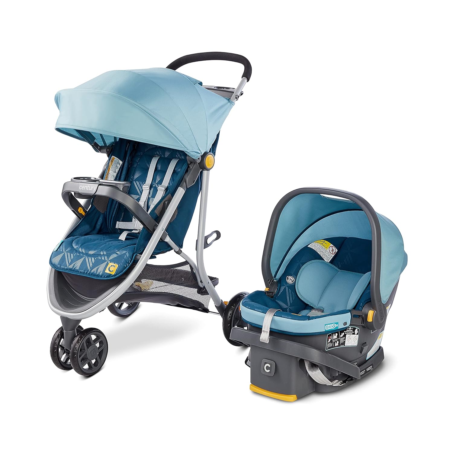 Century Stroll On 3-Wheel 2-in-1 Lightweight Travel System 鈥?Infant Car Seat and Stroller Combo, Splash