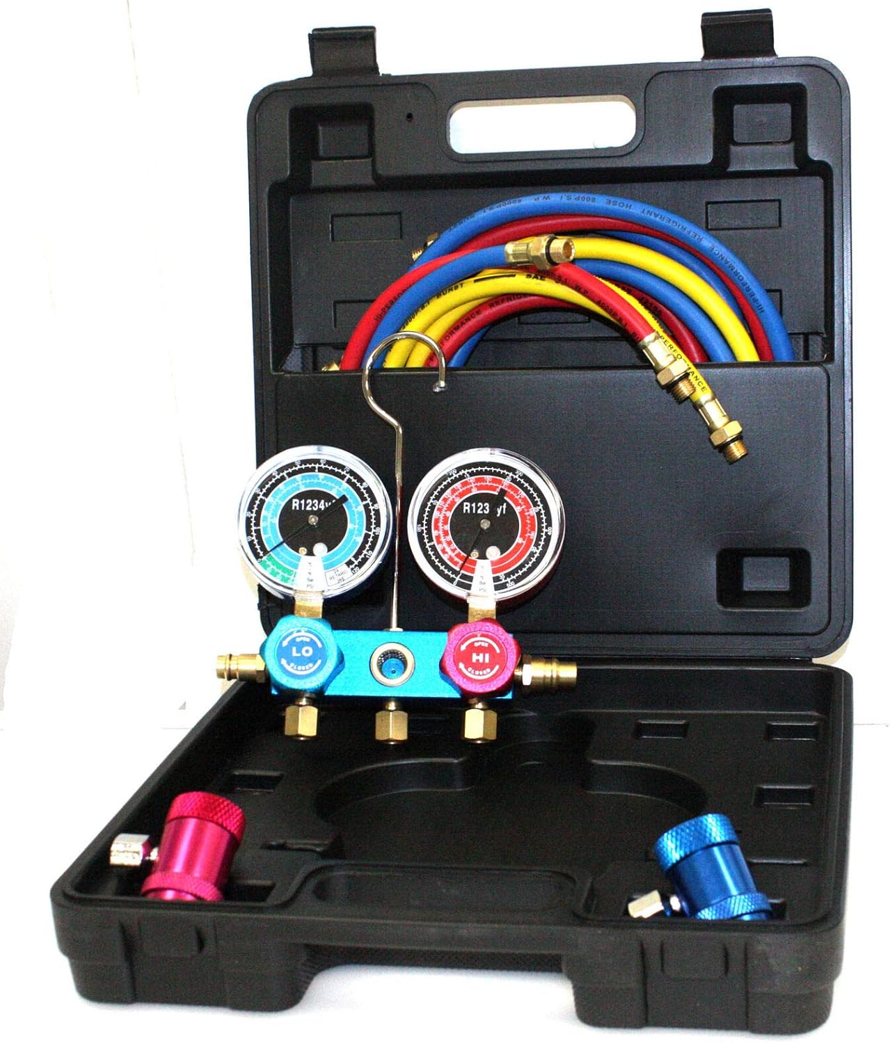 R1234YF HVAC Air Conditioning Aluminum Manifold Gauge Set W/Hoses A/C,Jikkolumlukka