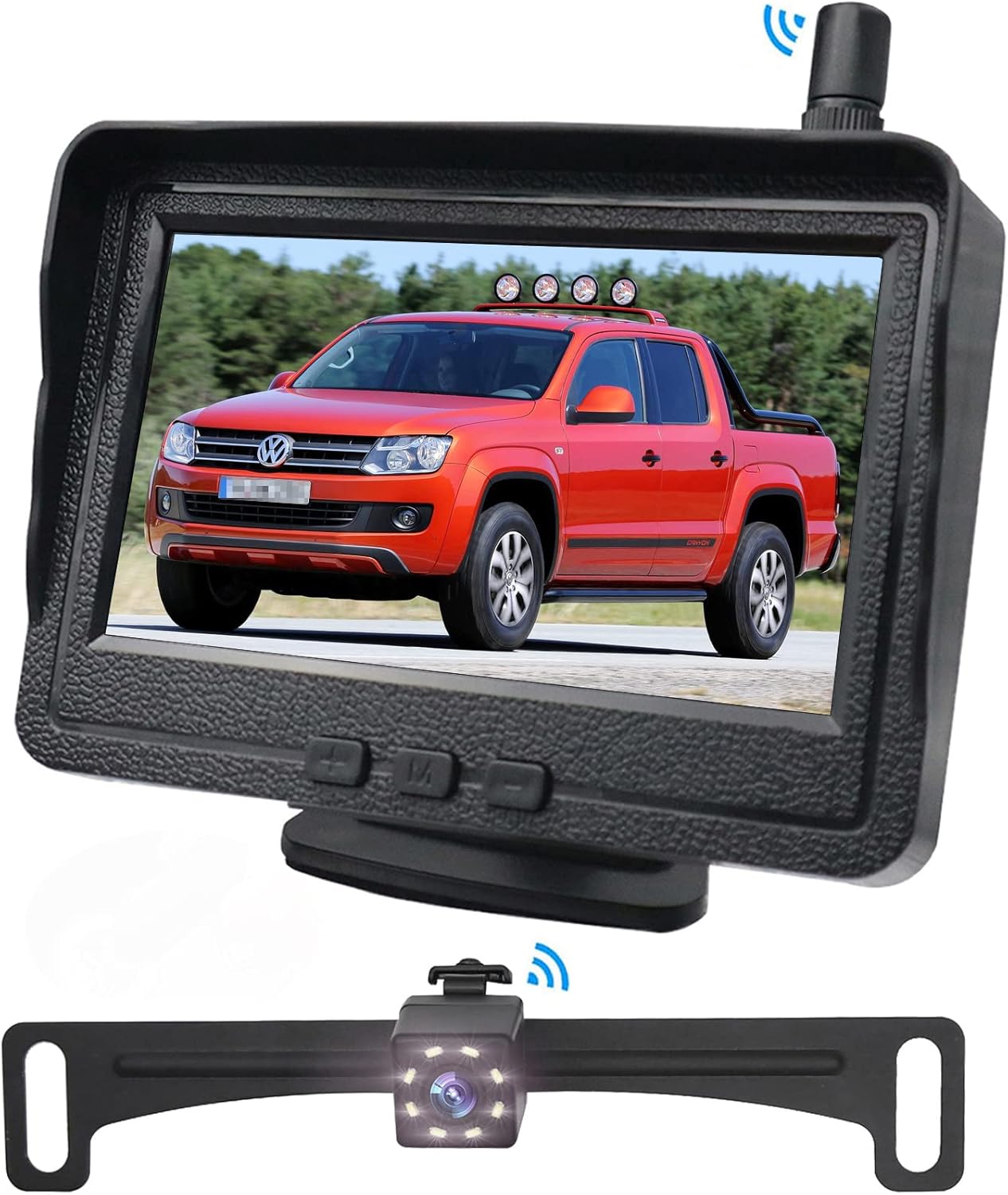 3T6B Wireless Backup Camera for Truck with 4.3 Inch Monitor, Waterproof Super Night Vision 170° License Plate Hitch Rear View Camera for Car, Pickup, SUV, RV Pack of 2