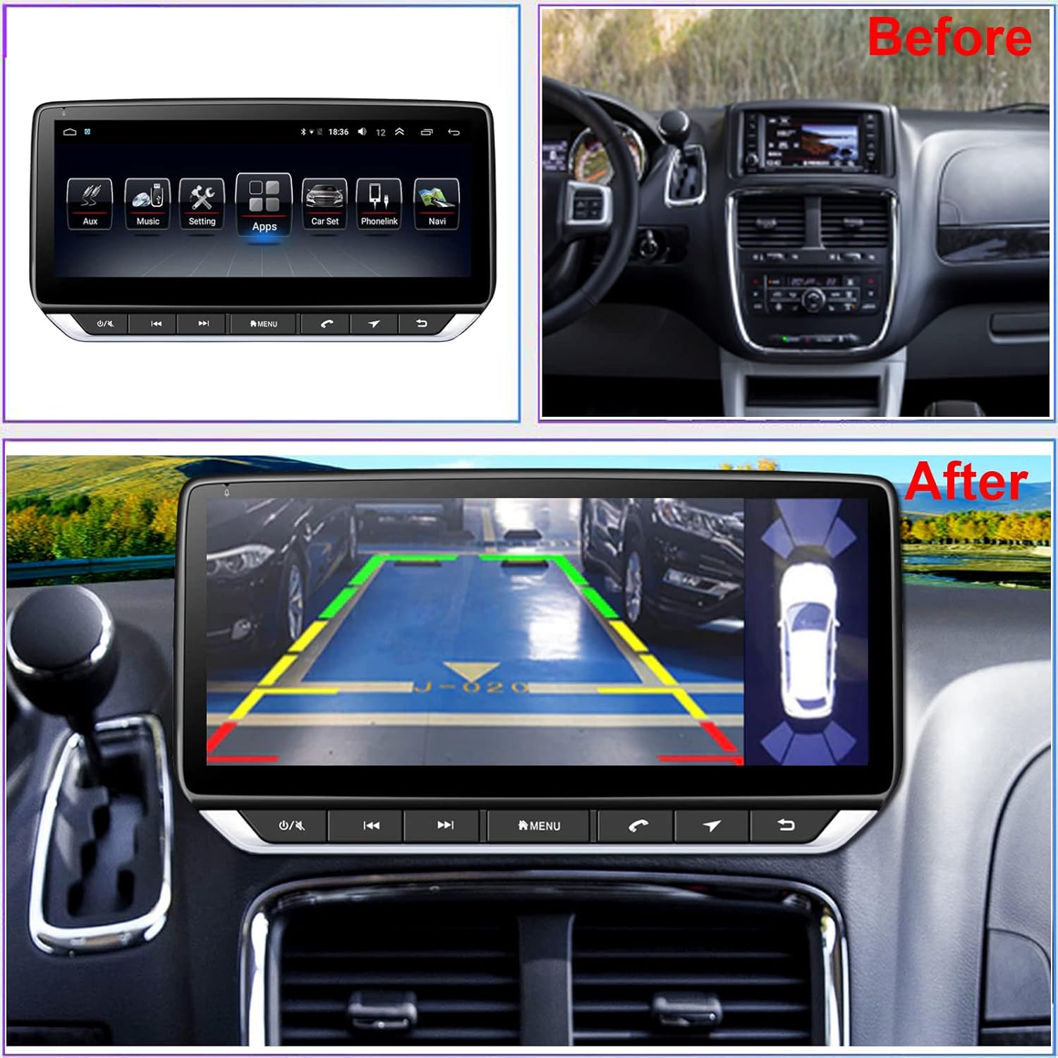 Radio for Dodge Grand Caravan Android Stereo 2008-2020 IPS 10.25inch Touch Screen 4G RAM 64G ROM Build in Wireless carplay 4G LTE Free Camera