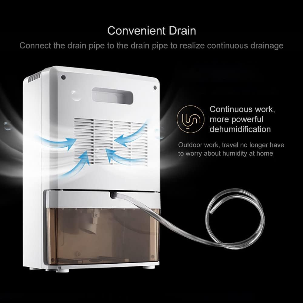 Dehumidifier for Home 74oz/2200ml Small Dehumidifiers for 323 Sq Ft, Quiet Dehumidifiers with Continuous Drain, Dry Clothes Mode, 24HR Timer, Intelligent Humidity Control
