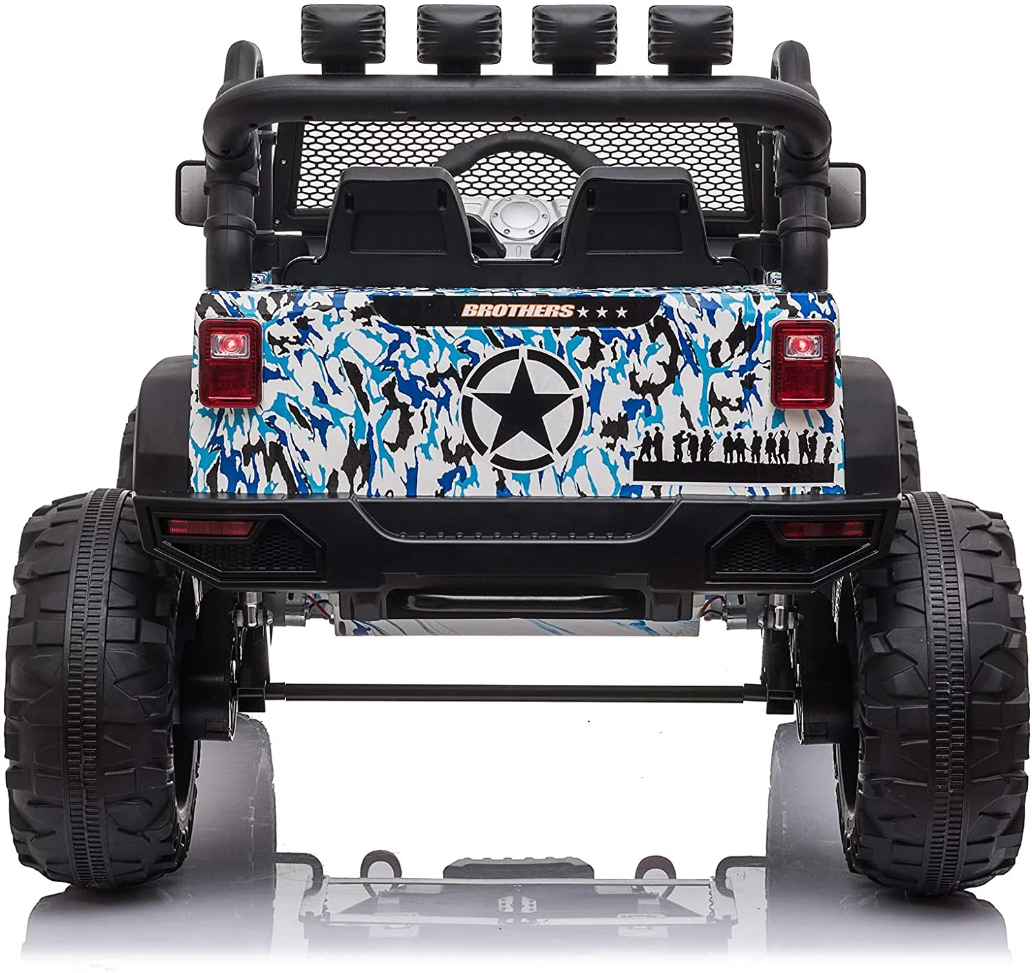 Uenjoy 12V Kids Ride on Toys Electric Battry-Powered Ride-On Truck Car RC Toy w/ Remote Control 2 Speed Camouflage Blue - Curated Treasures Market