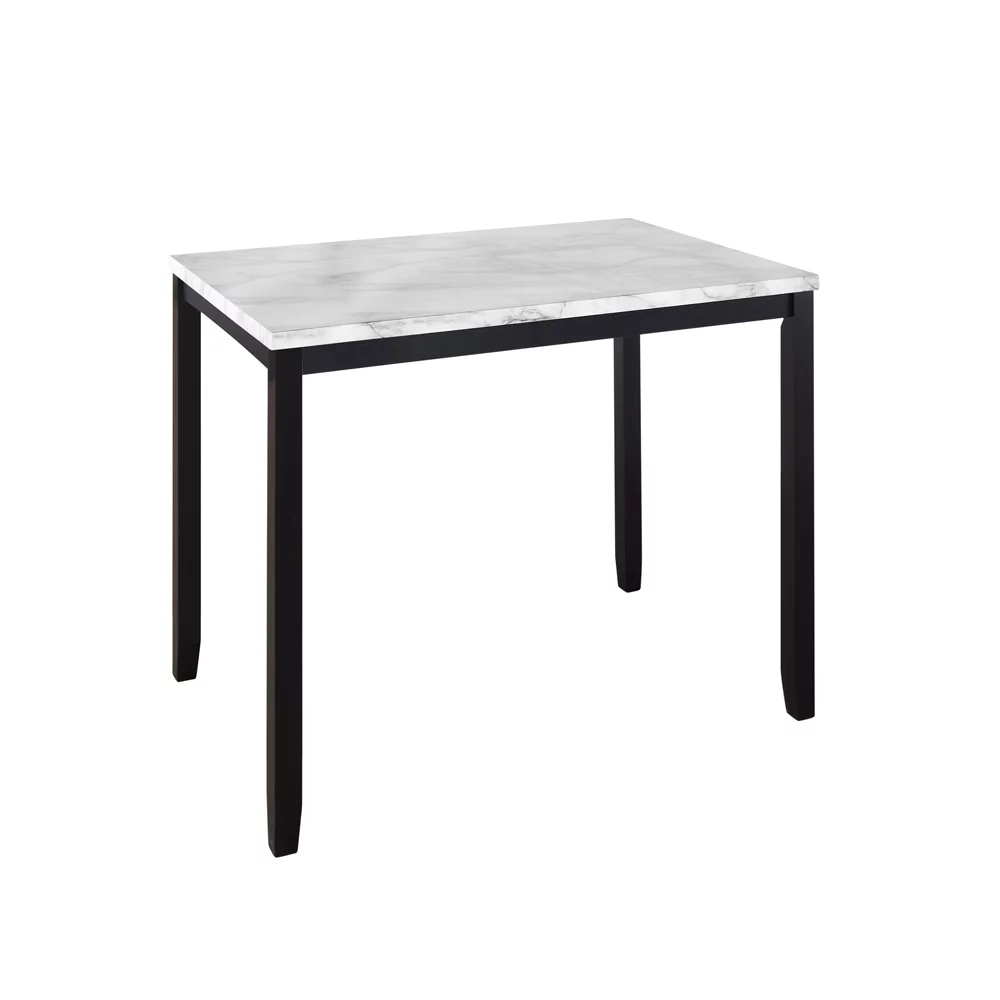 5 Pieces Counter Height Faux Marble Modern Dining Set with 4 Upholstered Chairs for Small Space,Beige