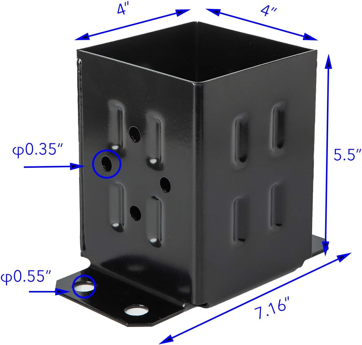 ADLER Fence Post Base Brackets Heavy Duty Steel Powder-Coated Anchor Support Use for 4x4 Wood, Black (4 Pack) Pack of 2
