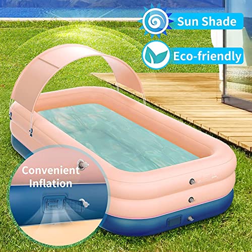 Outdoor Swimming Pools Summer Water Party with Slide for Children Water Splash Pool Suitable for Over 3 Years Old,Blue-2.6M