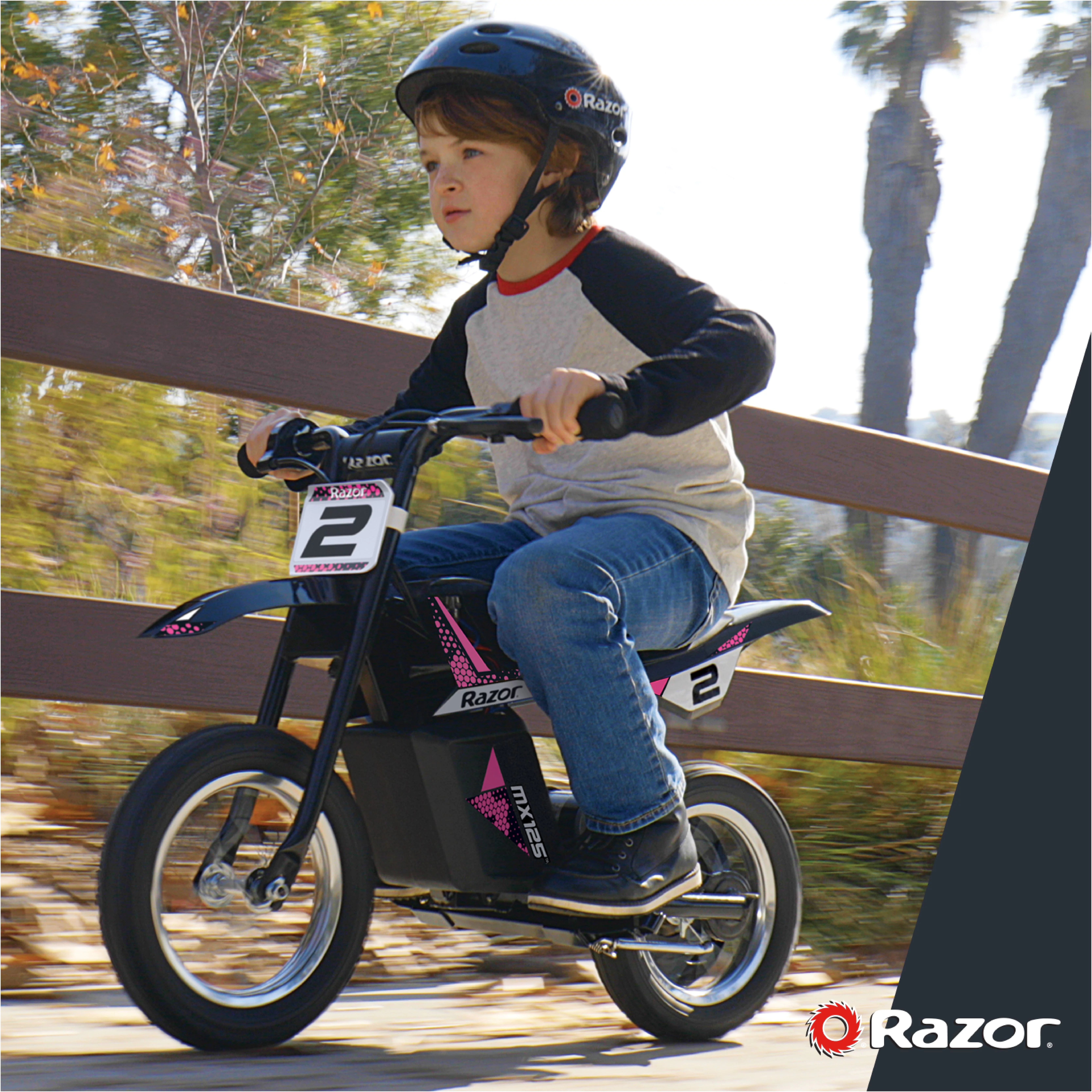 Razor Miniature Dirt Rocket MX125 Electric-Powered Dirt Bike - Black with Decal Included, Recommended For Kids 7+ Between 40 and 80 lbs