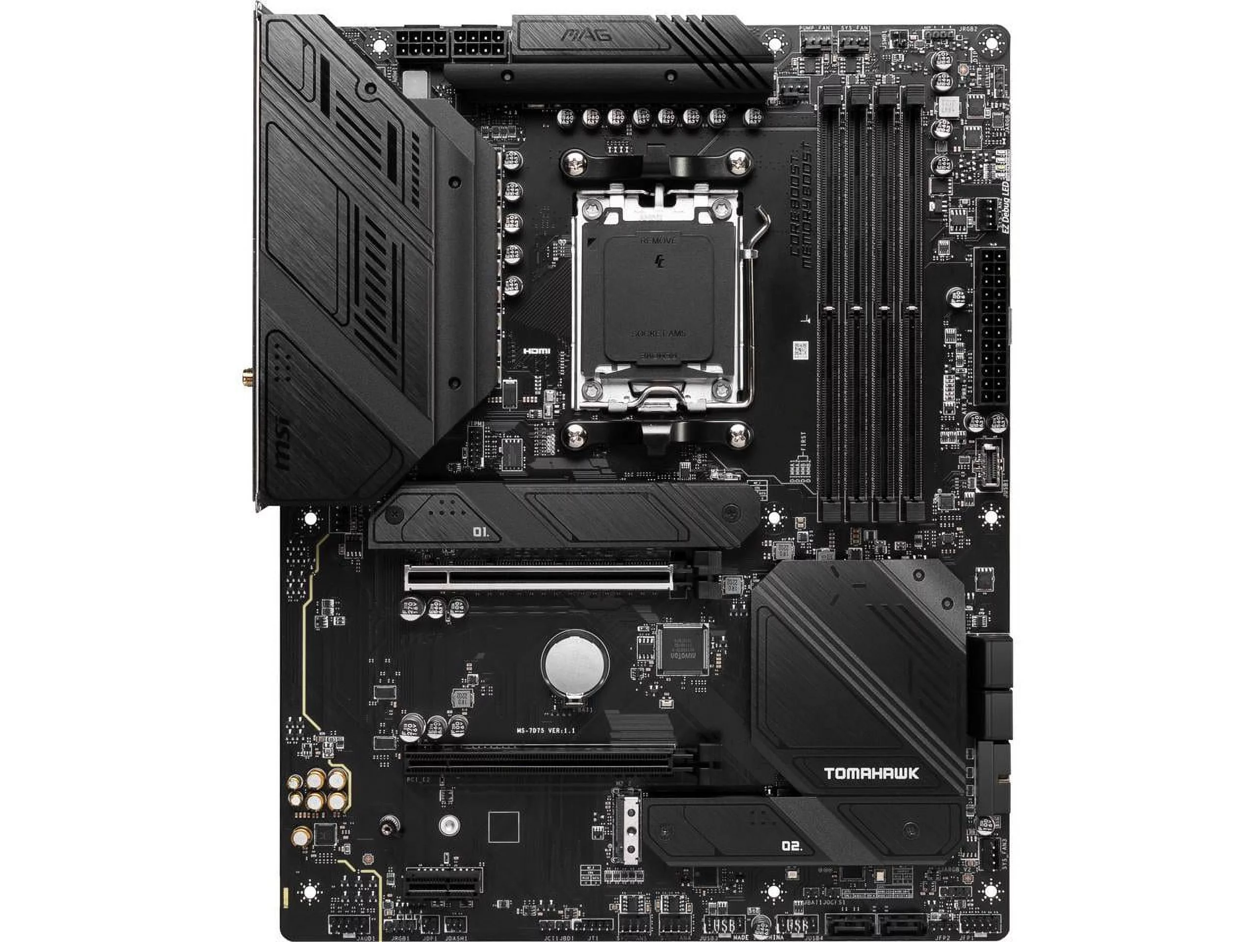 MSI MAG B650 Tomahawk WiFi Gaming Motherboard (AMD AM5, ATX, DDR5, PCIe 4.0, M.2, SATA 6Gb/s, USB 3.2 Gen 2, HDMI/DP, Wi-Fi 6E, AMD Ryzen 7000 Series Desktop Processors) (Factory Refurbished)