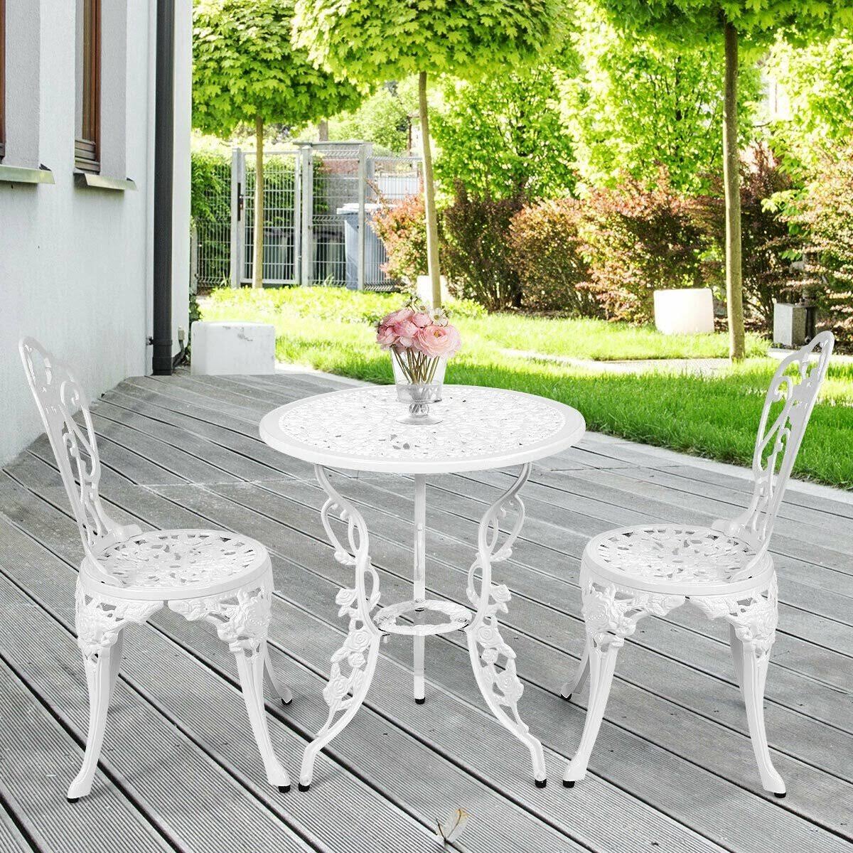 3 Pcs Patio Table Chairs Furniture Bistro Set
