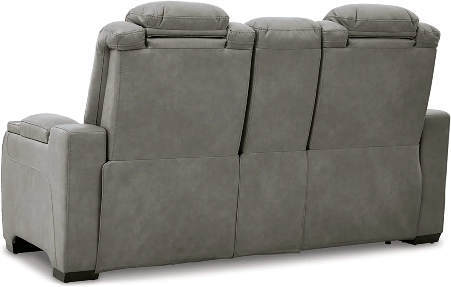Signature Design by Ashley The Man-Den Leather Power Reclining Loveseat in Gray