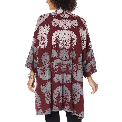 MarlaWynne Jacquard Drama Kimono - Red - Size 2x