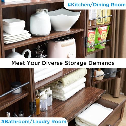 72" Farmhouse Kitchen Pantry Cabinet with Drawer, Tall Storage Cabinet with 2 Barn Doors and Shelves, Versatile Large Rustic Cupboard for Dining Room, Bathroom, Living Room, Laudry, White