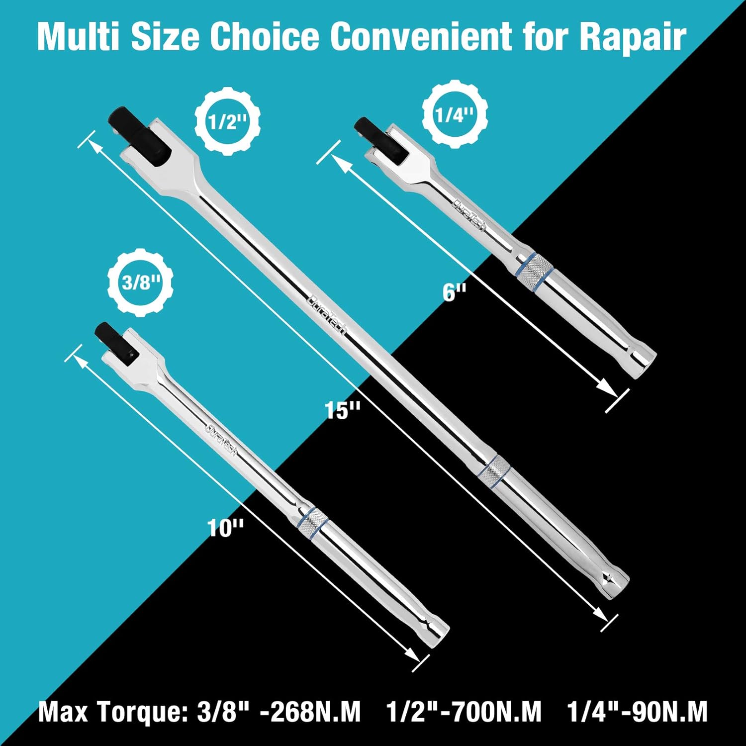 DURATECH 1/2-Inch Drive Click Torque Wrench, 30-160 Ft-lb, with Socket Adapter, Extensions Bar, Storage Case Included