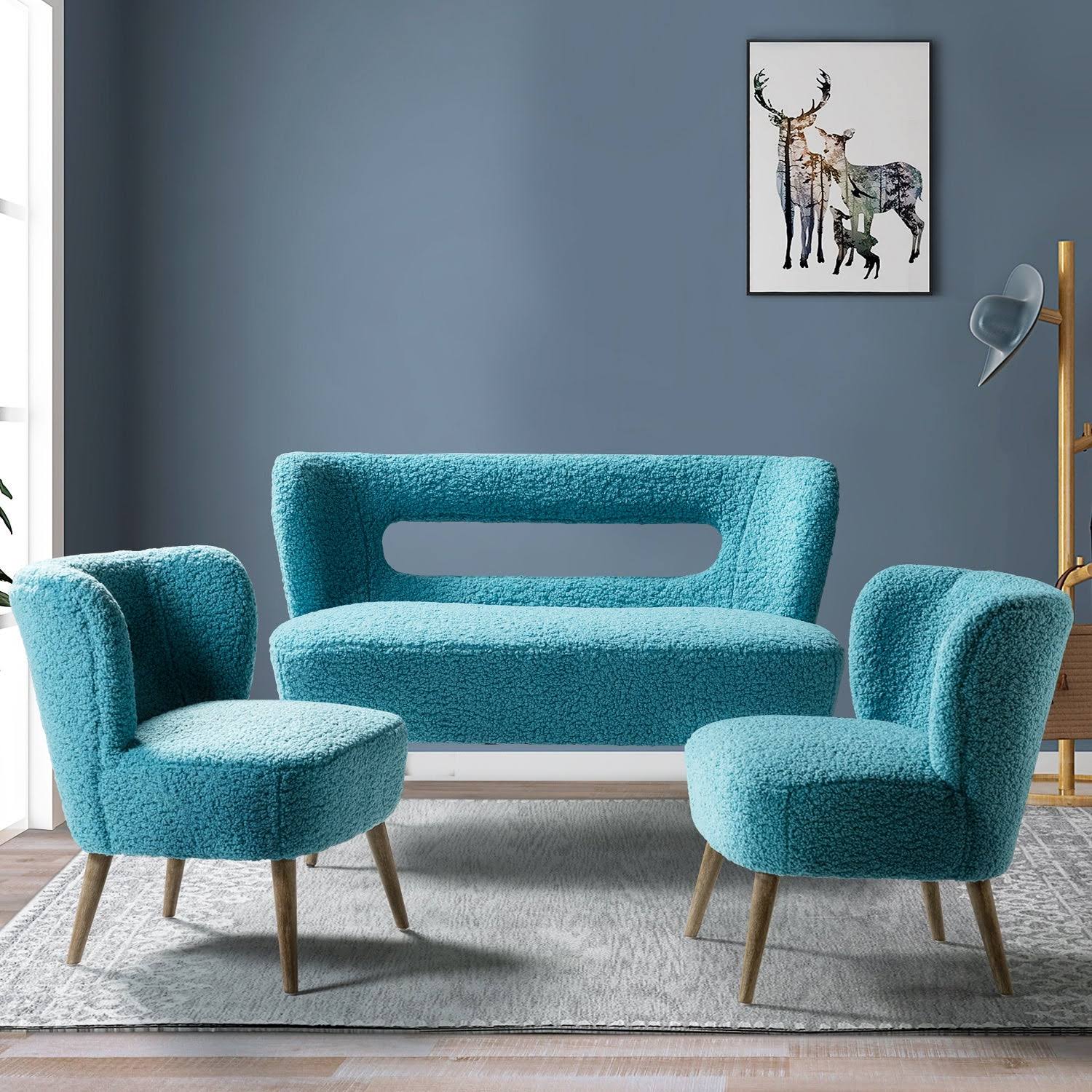 Kanesh 3 Piece Living Room Set - Sapphire
