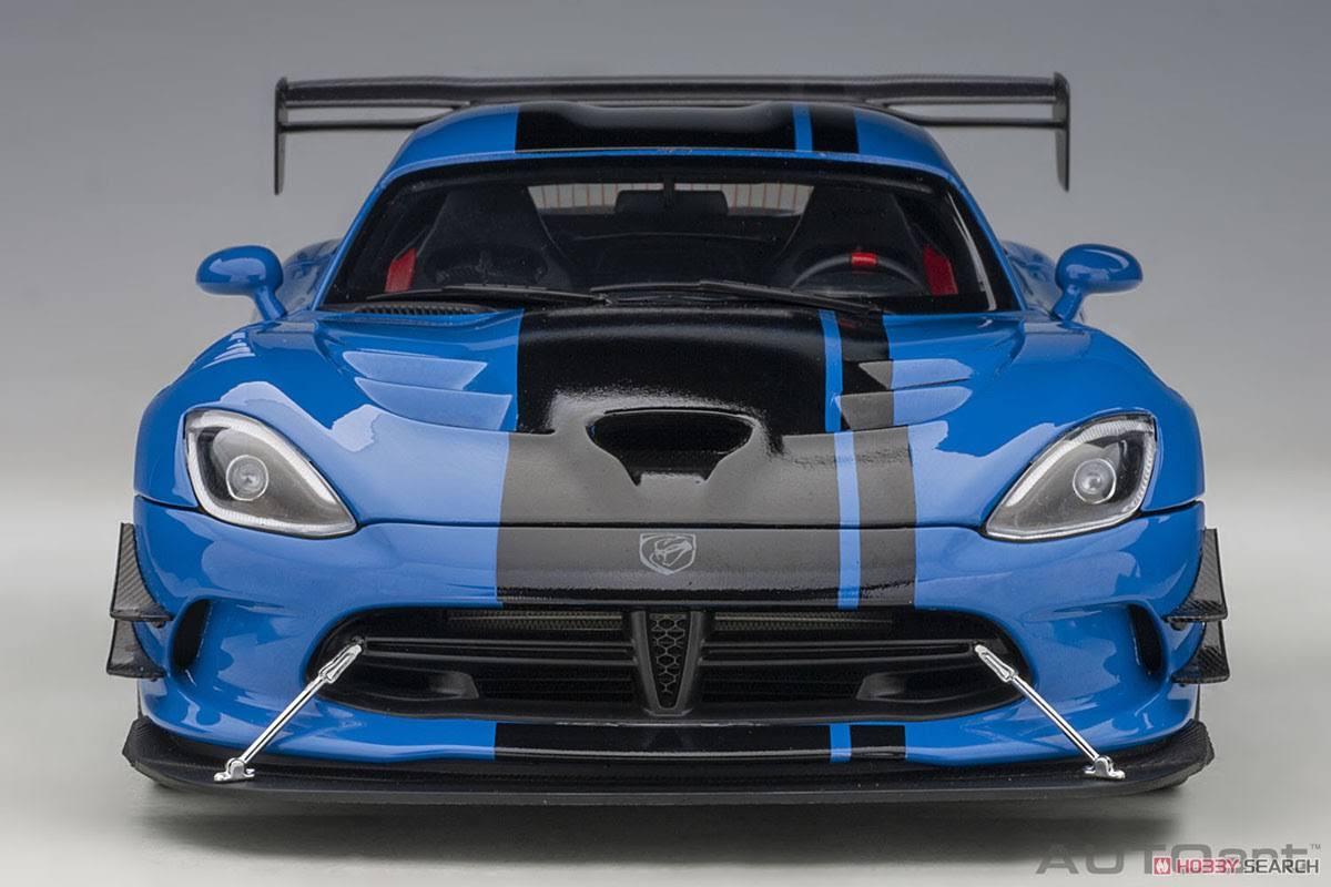 2017 Dodge Viper ACR Competition Blue with Black Stripes 1/18 Model Car by AUTOart 71734