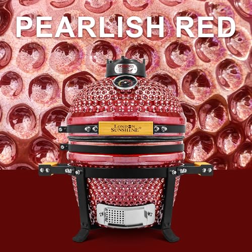 Ceramic BBQ Charcoal Kamado Grill 13 inch Portable Tabletop BBQ Grill Red