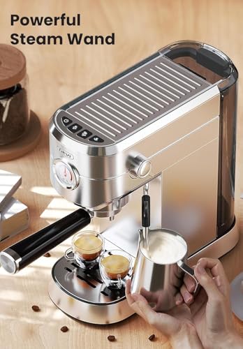 Gevi Espresso Expresso Machine 20 Bar with Auto Milk Frother, Professional Espresso Maker with Steam Wand, Compact Stainless Steel Cappuccino & Latte Machine, Gift for Coffee Lover, Home Baristas
